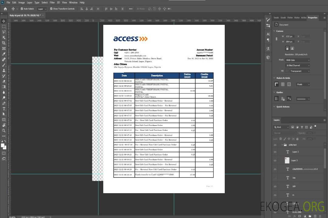 Nigeria Accéder au relevé bancaire template